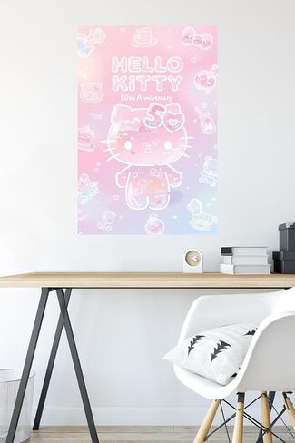 Trends International Hello Kitty - ملصق حائط للذكرى الخمسين، 22.37 بوصة × 34.00 بوصة، نسخة غير مؤطرة in Saudi Arabia