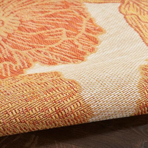 سجادة Nourison Garden Oasis للأماكن الداخلية/الخارجية مرجانية مقاس 8 × 10 بوصات، سهلة التنظيف، لا تساقط، غرفة النوم، غرفة المعيشة، غرفة الطعام، المطبخ (8 × 10) in Saudi Arabia