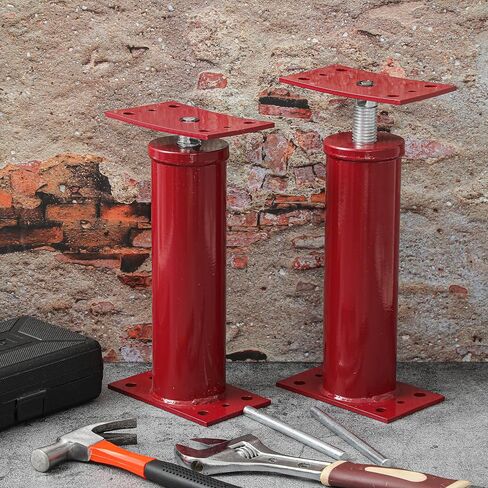 2 Pcs Adjustable Jack Post, 12"-16" Height Range, Basement Floor Jack Screw Jack House Jacks for Lifting Joist Beam Brace for Cellar Ceiling, Center Point Load Capacity 11023 Lbs, Red in Saudi Arabia