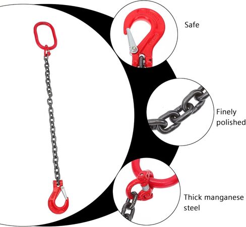 Baluue Chain Sling, Lifting Chain Slings with Hooks, Engine Chain Hoist Lifts, 1 ton Capacity Lifting Sling Chains Engine Lift Chain for Security Towing Industrial Scientific Handling in Kuwait