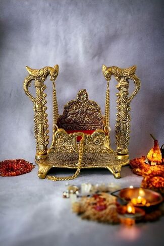 Metal Antique Bal Krishna Jhula for Janmashtami Indian Jhoola for Baby Krishna Idol Laddu Gopal Jhula in Saudi Arabia