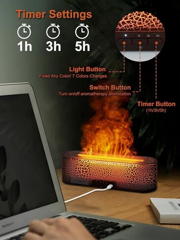 Essential Oil Diffusers 150ml, 7 Colors Changing Essential Oil Diffusers for Home, 3 in 1 Aroma Diffuser Quiet Room Oil Diffuser, Aromatherapy Diffuser for Office, Home (Black Cracks) in Saudi Arabia
