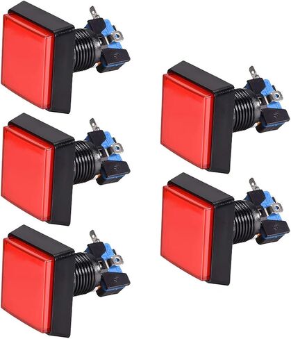 uxcell Game Push Button 50x50 Square 12V LED Illuminated Push Button Switch with Micro switch for Arcade Video Games Red 5pcs in Saudi Arabia