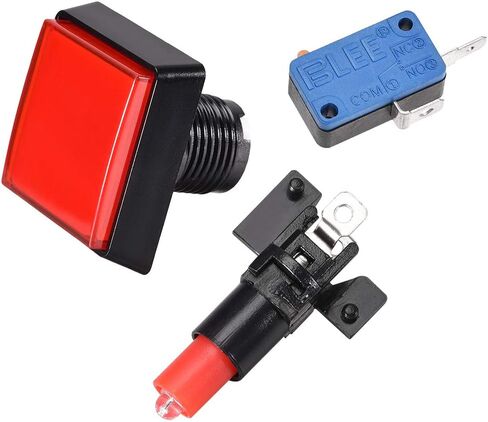 uxcell Game Push Button 50x50 Square 12V LED Illuminated Push Button Switch with Micro switch for Arcade Video Games Red 5pcs in Saudi Arabia