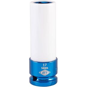 AFF Mag Wheel Power Sockets, 1/2" Drive, 17mm, Chrome Molybdenum Steel, Plastic Sleeve and Inner Cap, 58001
