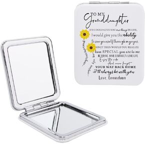 Gtizry to My Granddaughter Sunflower Makeup Mirror - 2.48 X 2.9 X 0.39 - Inspirational Gifts for Granddaughter from Grandma, Granddaughter Gifts Idea for Christmas, Birthday