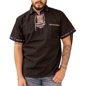 Men's Mexican Traditional Guayabera Button Up Collared Shirt, Formal Style