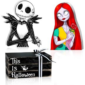 Halloween Wooden Sign 5 Pieces Centerpiece Decor, Nightmare Skull Ghost Table Top Decor, Spooky Rustic Freestanding Wood Table Sign, This is Halloween Wooden Faux Books Stack