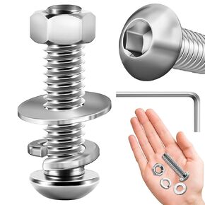 (20Sets) 5/16-18 Bolt x 2" Button Head Socket Cap Bolts, Screws Nuts and Bolts, 5/16 Bolt, 304 Stainless Steel Bolts and Nuts Kit Coarse Thread, Allen Screws Furniture Bolts by Mywish