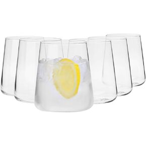 Krosno Water Juice Drinking Glasses, Set of 6, 12.9 oz, Avant-Garde Collection, Crystal Glass, Lightweight Everyday Drinking Glasses, Multi-Purpose, Dishwasher Safe, Made in Europe