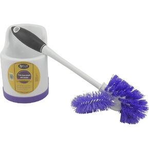 Home Products Toilet Bowl Brush with Rim Cleaner and Holder Set - Toilet Bowl Cleaning System with Scrubbing Wand, Under Rim Lip Brush and Storage Caddy for Bathroom