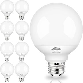 winshine 8 Pack E26 LED Globe Light Bulbs, 3000K Soft White 40W Equivalent 120V Bathroom Light Bulbs, G25 Vanity Light Bulb for Bathroom Makeup Mirror, Bedroom Lights CRI85+, 550LM, Non-dimmable