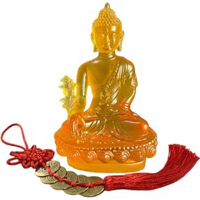 Buddha Statues for Home Collectibles Sculpture Meditation Decor Spiritual Yoga Zen Ornament East Asian Décor Set of 5 Lucky Charm Ancient Coins Feng Shui Geomantic Figurine Gold (Gold)