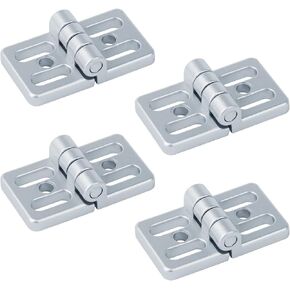 4 Pack 4 Slotted Hole Zinc Alloy Hinges for 1515/4040 / 4545 Standard T Slot Aluminum Extrusion Profile Frame, 3 x 1-3/4 inch Door Butt Hinges