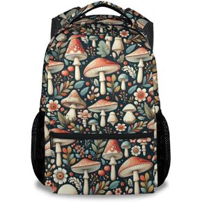 Mercuryelf Kid Backpack for Girls - 17 Inch School Backpack with Large Capacity, Lightweight - Brown Durable Mushroom Bookbag for School, Travel and Camp
