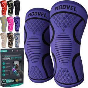 Modvel Compression Knee Brace for Women & Men - 2 Pack Knee Brace for Women Running Knee Pain, Knee Support Sleeve, Workout Sports Braces for Meniscus Tear ACL & Arthritis Pain Relief Black Medium