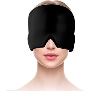 Headache Relief Hat for Migraine, Headache Migraine Relief Cap for Tension Headache Migraine Relief, One Size Fits All Headache Cap with Reusable Ice Gel Pack for Puffy Eyes, Stress Relief (Black)
