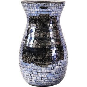 9" H 2024 Newly Built Medium and Large Vase.Black-Golden Mosaic Vase.Exquisite Craftsmanship.Decor Home Modern All Handmade Mosaic Vases .Beautiful Glass Vase for Home&Office Decor