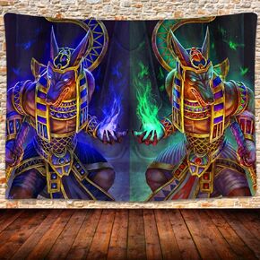 UHOMETAP Egyptian Tapestry Ancient Egypt Mythology Tapestry Egyptian God Anubis Tapestries Colorful Trippy Wall Blanket for Room Living Room Decor 80x60 Inches GTZYUH265