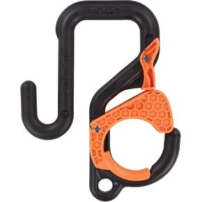 Ergodyne Squids 3178 Locking Aerial Bucket Hook with Tethering Point, 3in (7.6cm), Black and Orange