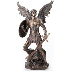 Veronese Design 12 3/4 Inch Archangel Saint Michael Religious Cold Cast Resin Antique Bronze Finish Sculpture
