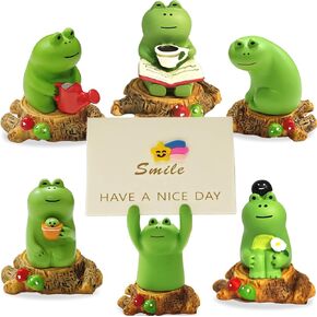Miniature Frog Figurines Statue, Cute Frog Sculpture, Adorable Frog Figurine Statue Decor for Desk Decorations and Plant Shelf Desk Office Bedroom