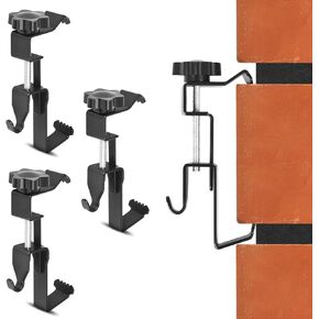 مشابك قرميد KOLAKO، 4 خطافات قرميد للتعليق بدون حفر شماعات قرميد خارجية شديدة التحمل ومشابك قرميد قابلة للتعديل لارتفاع 1-3/4 بوصة إلى 2-3/4 بوصة، من الفولاذ المقاوم للصدأ، أسود in Kuwait