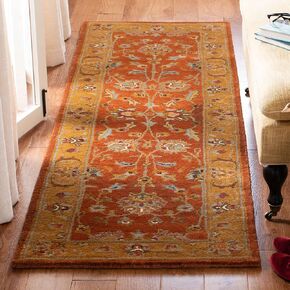 SAFAVIEH Heritage Collection Runner Rug - 2'3" x 10', Red & Natural, Handmade Traditional Oriental Wool, Ideal for High Traffic Areas in Living Room, Bedroom (HG820A)
