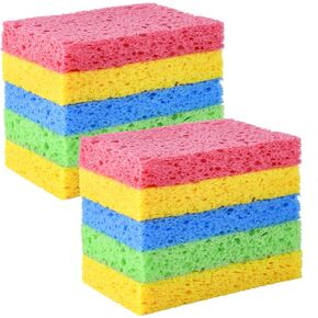 YoleShy Sponge Kitchen Natural Cellulose Sponges 10 Pack Compressed Sponges for Cleaning Reusable Dish Sponges Kitchen Non-Scratch DIY for Kids
