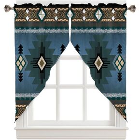 Western Southwest Swag Curtains for Living Room/Kitchen/Bedroom/Bathroom, Native American Indian Tribal Ethnic Swag Valance Curtains Short Half Kitchen Topper Curtains Window Swag 2 Panels 28''x36''