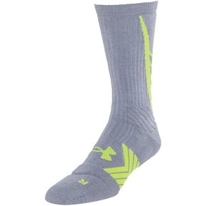 جوارب Under Armour الرجالية Undeniable All Sport Crew (زوج واحد)، ستيل/Hi Vis Yellow، مقاس متوسط