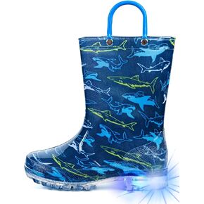 HugRain Light Up Rain Boots for Little Kids