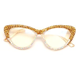 ICARA Oprah style Bling Rhinestone Cat Eye Reading Glasses for Women Shiny Diamond Blue Light Blocking Ladies Readers