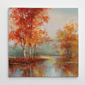 Wexford Home Square Premium Gallery Wrapped Canvas Flower Multicolor Wall Art Abstract Floral Romance Modern Pictures Print for Home Office, Ready to Hang, linen wildflower garden, 16x16