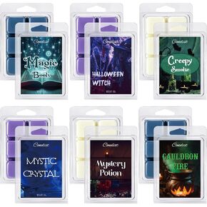 12 Pack Halloween Scented Wax Melts Strong Scented Wax Cube Halloween Wax Melts Candle Melt for Witch Theme Home for Wax Warmer, Total 72 Cubes/ 30 oz