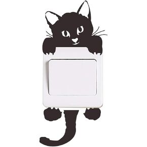 Harlorki Little Black Cat Wall Stickers Light Switch Decor Decals Art Mural Baby Nursery Room Decorations