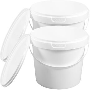 minkissy 2pcs Storage Bucket Plastic Bucket Round Empty Bucket Food Durable Plastic Water Bucket 5 Gallon Bucket with Lid Water Pail Portable Bathtub Water Container Pp Keg White Toy Child