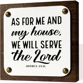 Religious Decor, Joshua 24:15 Sign, As For Me and My House We Will Serve The Lord Sign, Wooden Box Sign Decor Art, Rustic House Decor, Religious Home Decor for Front Door, Shelf Decoration