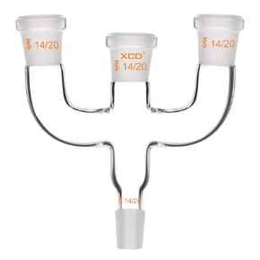 Claisen Adapter, Borosilicate Glass 4-Way Claisen Distillation Adapter with 14/20 Joints Connecting Adapter Lab Glass Distilling Adapter for Laboratory and Chemistry