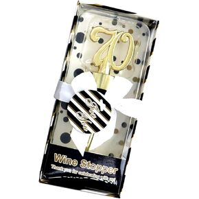 1 Pc Birthday Wine Stoppers, Wine and Beverage Bottle Stoppers Wedding Anniversary Birthday Party Souvenirs Decorations for Keeping the Wine Fresh - 70th