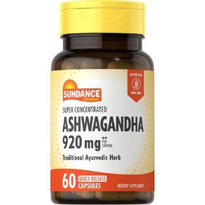 Sundance Ashwagandha Supplement 920mg | 60 Capsules | Super Concentrated | Traditional Ayurvedic Herb | Non-GMO, Gluten Free Supplement