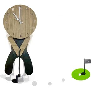 Golf Wall Clock Silent Non-Ticking Sports Theme Modern Clock Battery Operated-Creative Decoration for Office/Classroom/School/Home/Living Room/Golf Club（Brown）