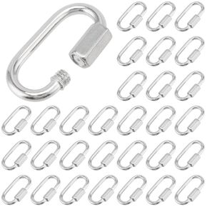 PINGEUI 30 PCS Quick Chain Link, M4 Quick Link Chain Connector Locking Chain Link Chain Repair Links for Key Rings, Camping, Riging, Outdoor Activity Accessories