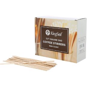 KingSeal Natural Birch Wood Coffee Stirrers, Stir Sticks, 5.5 Inch, Square End, Earth-Friendly, Biodegradable - 2 Boxes of 1000 (2000 Count)
