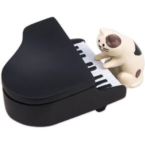 ZORZA 1Set Adorable Piano Cat Figurines Fun Cat Playing The Piano Decor Cartoon Tiny Cat Statue Desk Ornaments Perfect for Office Bookshelf and Fairy Garden Spaces, Black