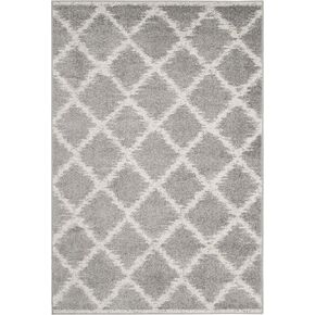 SAFAVIEH Adirondack Collection Area Rug - 8' x 10', Silver & Ivory, Modern Trellis Design, Non-Shedding & Easy Care, Ideal for High Traffic Areas in Living Room, Bedroom (ADR120B)
