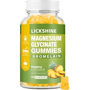 2 Pack 1000mg Magnesium Glycinate Gummies, Calcium, Potassium, Bromelain, Vitamin D, B6, CoQ10 Supplement for Relaxation, Calm Mood, Stress Relief and Sleep for Adults & Kids, 120 Counts