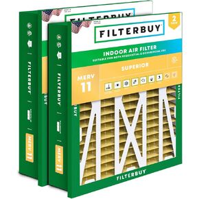 Filterbuy 20x20x5 Air Filter MERV 11 Allergen Defense (2-Pack), Pleated HVAC AC Furnace Air Filters Replacement for Honeywell Return Grille FC40R1003 (Actual Size: 18.38 x 18.38 x 3.69 Inches)