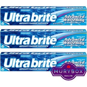 Colgate Ultra Brite Advanced Whitening Toothpaste, Ultra Brite Toothpaste, Ultrabrite Toothpaste Original, Toothpaste Whitening, 6.0 oz (Pack of 3) + MB Sticker.