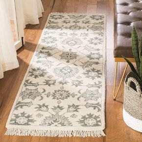 SAFAVIEH Aspen Collection 2'3" x 7' Green / Grey APN321Y Handmade Boho Fringe Wool Runner Rug